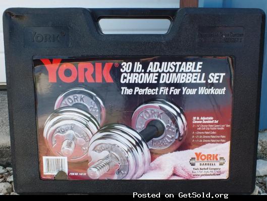 30lb Portable Dumbbell Set, York with Carry Case.