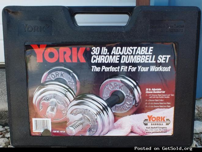 30lb Portable Dumbbell Set, York with Carry Case.