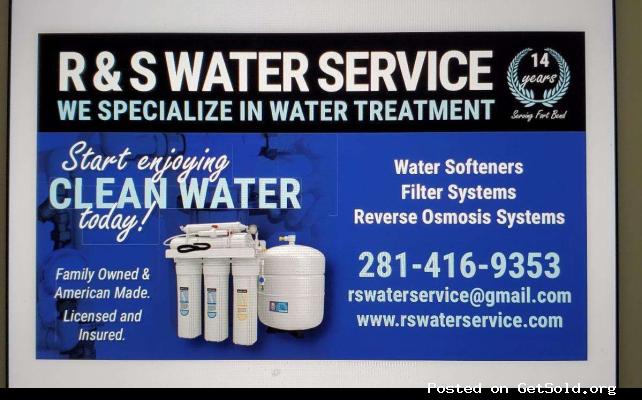 WATER SOFTENERS. KATY. RS WATER SVC 281-416-9353