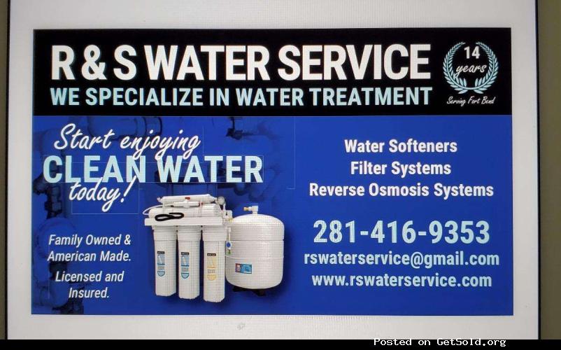 WATER SOFTENERS. KATY. RS WATER SVC 281-416-9353