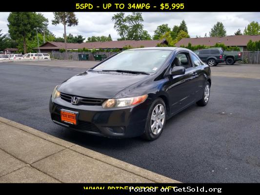 2008 HONDA CIVIC LX - 5SPD - UP TO 34MPG