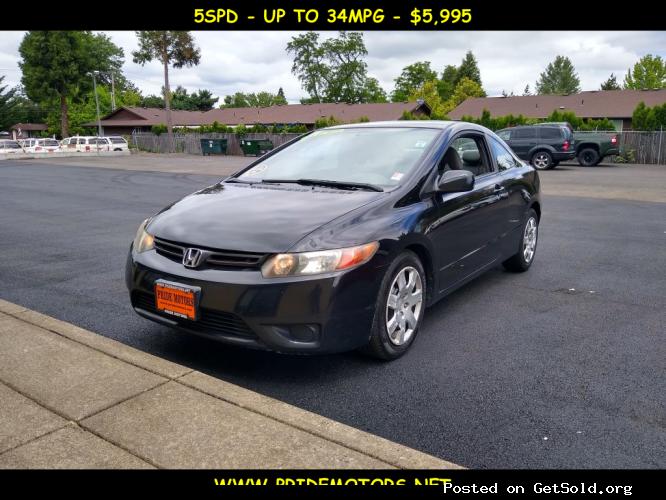 2008 HONDA CIVIC LX - 5SPD - UP TO 34MPG