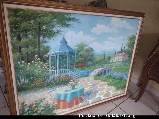 Large Framed Oil Painting by W. Hodges