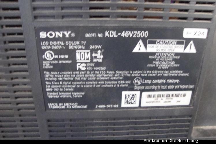 Sony Bravia 46&quot;LCD TV Mod. KDL-46V2500