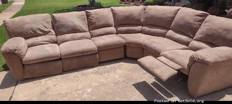 Lane microfiber 6pc sectional with 3 recliners