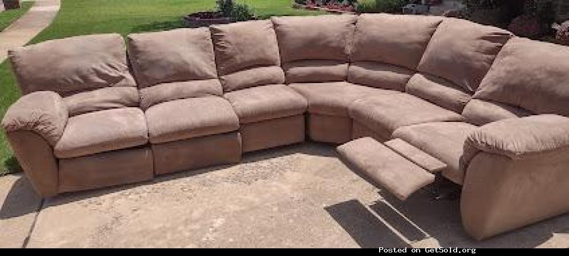 Lane microfiber 6pc sectional with 3 recliners