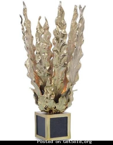 John Richard Handcrafted Leaves Accent Lamp in Brass At Grayson Luxury