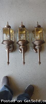 4- Solid Brass coach lights (with patina)