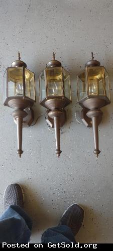 4- Solid Brass coach lights (with patina)