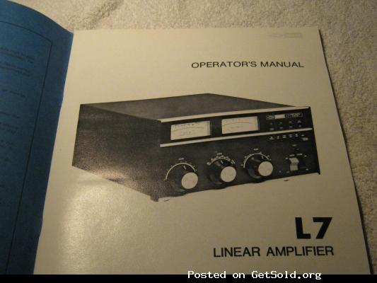 Original Drake L7 Linear Amplifier Manual