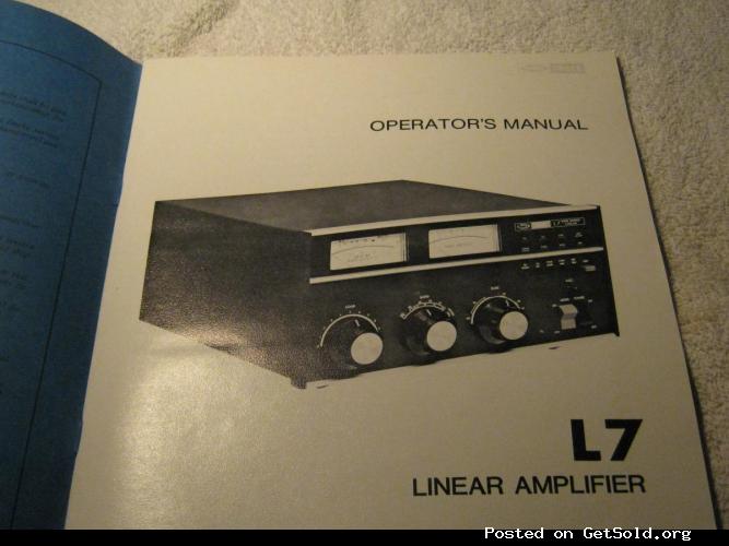 Original Drake L7 Linear Amplifier Manual