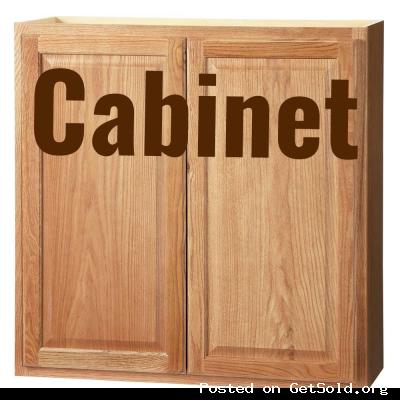 wood shelves and cabinet