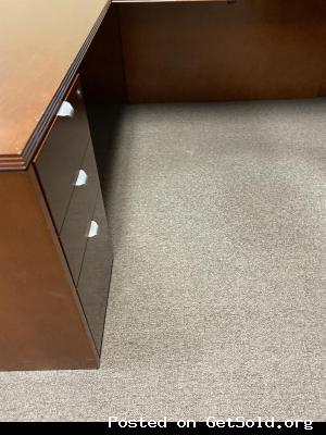 Solid wood desk with credenza.