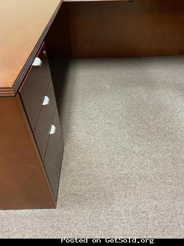 Solid wood desk with credenza.