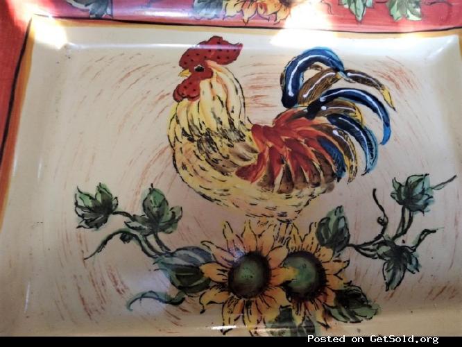 Rooster Ceramic Serving Tray